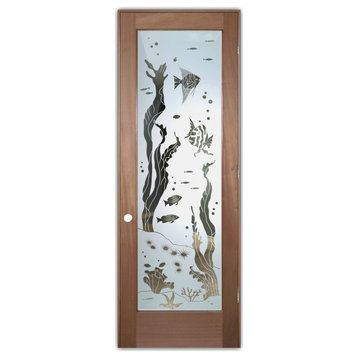 Interior Prehung Door or Interior Slab Door - Aquarium Fish - Mahogany - 28"...