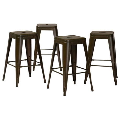 Vonn Industrial Metal Stackable Stool Set, Matte Gunmetal, Counter Stool