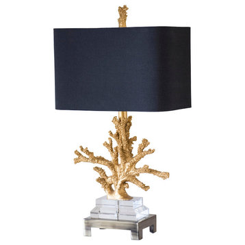 Gold Coral Table Lamp, 25.5"H
