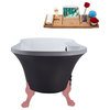 60" Streamline N105PNK-BL Soaking Clawfoot Tub and Tray With External Drain