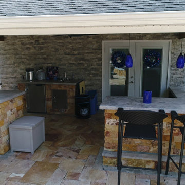 Ella (Scabos) Travertine Paver and Silver Travertine Pool Coping Project