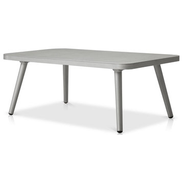 Source Furniture Aria Aluminum Frame Rectangular Coffee Table in Kessler Silver
