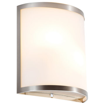 Artemis LED Wall Sconce, Brushed Steel Finish With Opal Glass