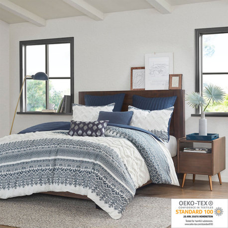 INK+IVY Mila 3 Piece Cotton Duvet Cover Set With Chenille Tufting