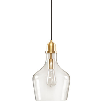 Hampton Hill Auburn Bell Shaped Glass Pendant, Gold