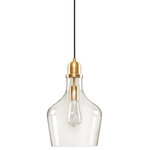 Olliix - Hampton Hill Auburn Bell Shaped Glass Pendant, Gold - Illuminate your home decor with the simple, industrial style of the Hampton Hill Auburn Bell Shaped Glass Pendant. Featuring a bell-shaped glass shade this ceiling pendant could be mounted on vaulted or angled ceilings. A metal finish completes the look and complements a variety of kitchens and entryways. Comes with a 2 year limited warranty. Professional installation and assembly is required. 1 Type-A light bulb is needed and NOT included. Spot clean only.