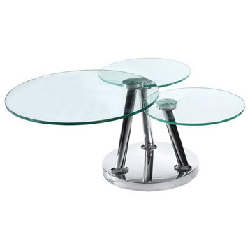Motion Coffee Table With Clear Glass Top, Chrome Base