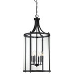 Savoy House - Penrose 6-Light Medium Foyer Lantern, Matte Black - The sleek, cylindrical Penrose foyer light from Savoy House is an excellent choice for lovers of stylish modern design. It features a clear glass shade and a bold matte black finish.