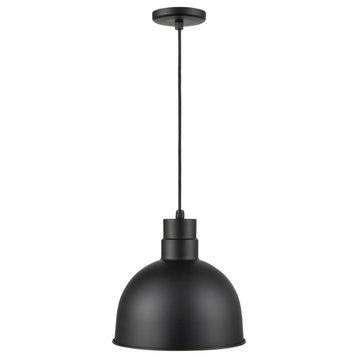 R Series Collection 1 Light 12 in. Satin Black RLM Pendant