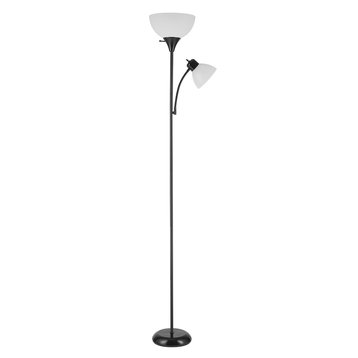Delilah 72" Torchiere Floor Lamp With Adjustable Reading Light, Black