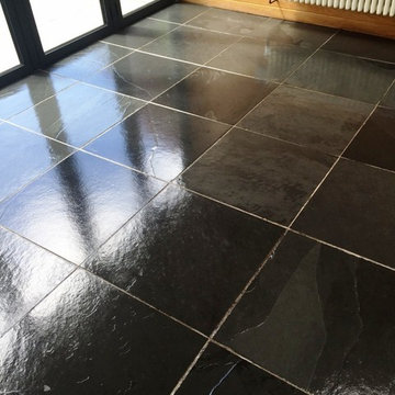 Fantastic Black Brazilian Slate Tiles Rejuvenated in Thornton-Cleveleys