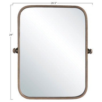 Metal Framed Pivoting Wall Mirror, Copper