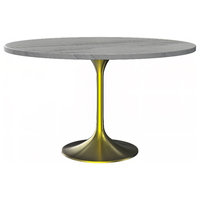 LeisureMod Verve Round Dining Table with Resin Top and Brushed Gold ...