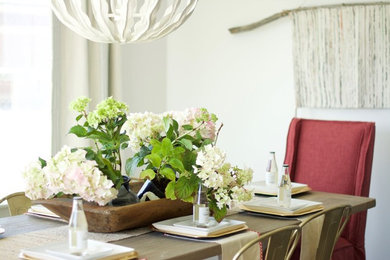 Example of a mid-sized classic light wood floor kitchen/dining room combo design in Salt Lake City with white walls