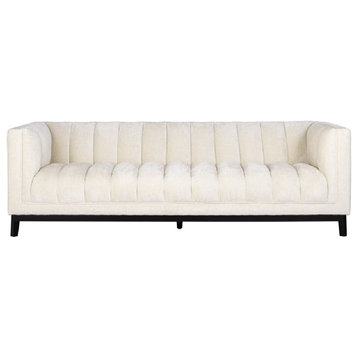 White Chenille Tufted Sofa, OROA Beaudy