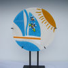 "Hot Summer Daze" Handcrafted Fused Glass Art Deco Sculpture With Stand