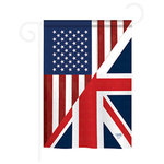 Breeze Decor - Us Uk Friendship 13"x18.5" USA-Produced Home Decor Flag - Flags are manufactured in the USA, with Licensing from American Companies and sold by American Vendors Only. Beware of Counterfeit Items from Overseas. Designed to hang vertically from an outdoor pole or inside as wall decor, Pro-Guard sublimation flag measures 28"x 40" with a 3" Pole sleeve. Read both Sides. Poles and hardware are NOT INCLUDED.