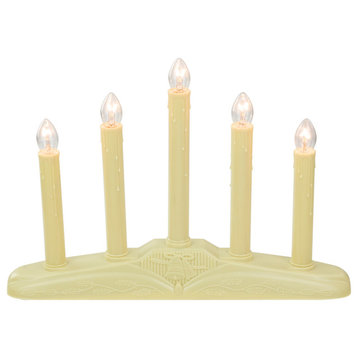 5-Light Christmas Candolier With Candles on Holly Berry and Bell Base Candle Lam