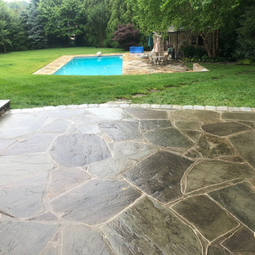 Irregular Flagstone Patio with Custom Cobblestone Border Added