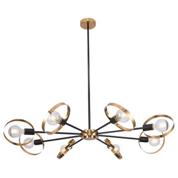 Ceiling Fixture, Black/Brushed Brass, 43"x7"