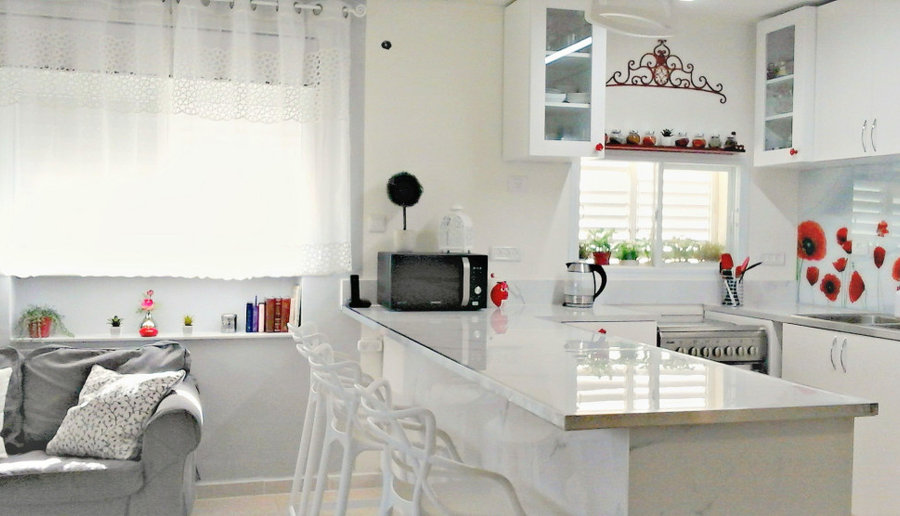 Tiny white kitchen