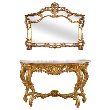 Infinity Gold Console and Mirror Set