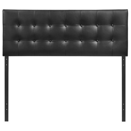 Modway Emily King Upholstered Faux Leather and Wood Headboard in Black Finish