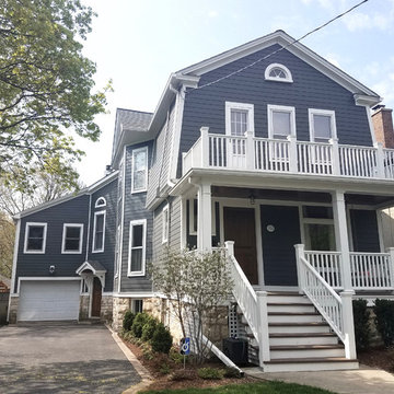 Winnetka, IL Iron Gray Colonial Exterior Remodel Hardie Siding