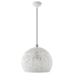 Livex Lighting - Livex Lighting 49543-03 Chantily - 15.75" Three Light Pendant - Canopy Included: Yes  Shade IncChantily 15.75" Thre White/Brushed NickelUL: Suitable for damp locations Energy Star Qualified: n/a ADA Certified: n/a  *Number of Lights: Lamp: 3-*Wattage:60w Medium Base bulb(s) *Bulb Included:No *Bulb Type:Medium Base *Finish Type:White/Brushed Nickel