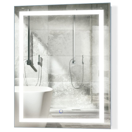 LED Lighted Bathroom Mirror With Defogger and Dimmer, 24"x30"