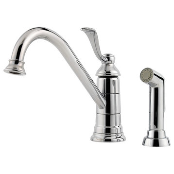 Portland 1-Handle Kitchen Faucet With Side Spray, Polished Chrome