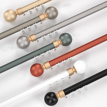 CHR57 White Black Red Gold Aluminum alloy Curtain Track Set With Ball Finials