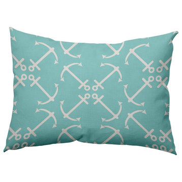 14" x 20" Anchors Up Decorative Indoor Pillow, Wave Top Blue