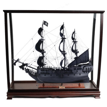 Black Pearl Pirate Ship Large With Table Top Display Case
