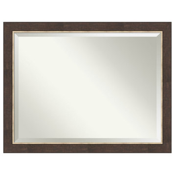 Lined Bronze Beveled Wall Mirror 45 x 35 in.