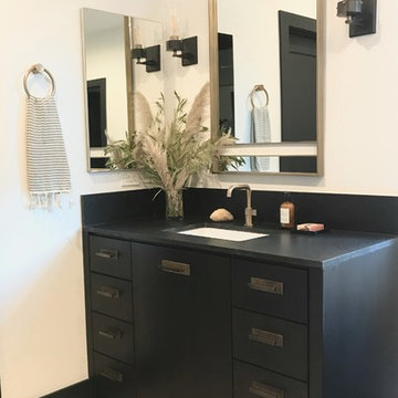 Black and Tan Eclectic Transitional Master Bathroom