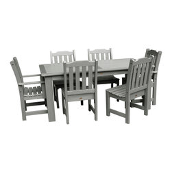 Highwood USA - Lehigh 7-Piece Rectangular Dining Set, Coastal Teak - Outdoor Dining Sets