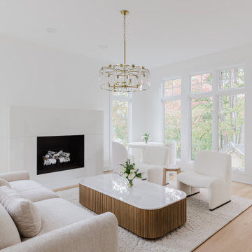 Elegant Modern Living Room Interior With Fireplace and Picture Window