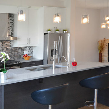 Contemporary Kitchen and Fireplace