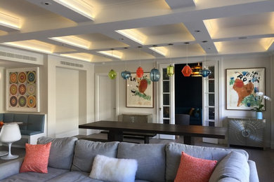 Example of a trendy family room design in New York