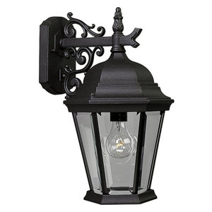 Textured Black Progress Lighting P5775-31 1-Light Wall Lantern with Etched Glass