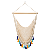 Deluxe Natural Cotton Hammock Swing with Hue Inspired Tassels