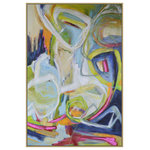 Harp and Finial - Constant Knot Framed Canvas Art- Small Hand Painted Abstract Gold Frame - In its vibrant mix of colors, the Constant Knot Framed Canvas Art will make a bold impression in modern spaces. Handpainted on a canvas stretched over a wood frame, this abstract piece features dynamic swirls in multiple hues of bright colors. It's a great way to catch the eye in an entryway or dining room.