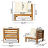 GDF Studio Dawson Outdoor 5-Seater V-Shaped Acacia Wood Sectional Sofa Set, Teak/Beige