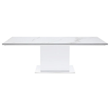 Bianca Dining Table With White Base and White Marbled Porcelain Top