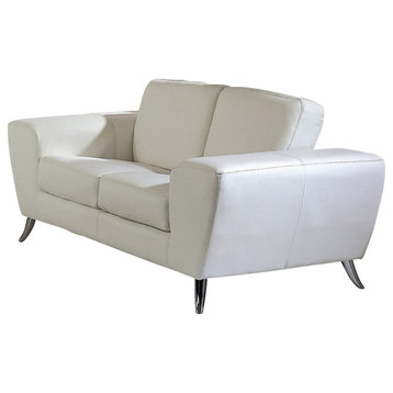 Julie Leather Loveseat (Off-White)