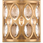Z-Lite - Dealey 2 Light Wall Sconce in Heirloom Brass - Craft a radiant aura in a bathroom or hallway with the rich hue from this chic wall sconce. Art deco-inspired, crystal accents nestle inside the geometric cut out shapes on the heritage brass frame.