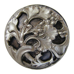 Inviting Home Inc. - Florid-Leaves Knob, Satin Nickel - Cabinet And Drawer Knobs