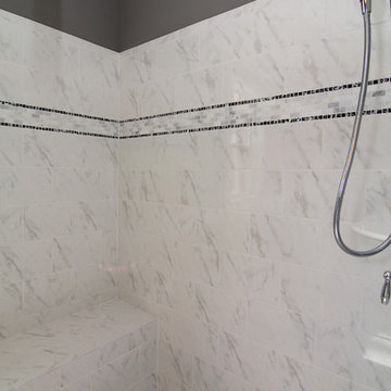 White and Black Tile Shower