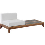 Meridian Furniture - Rio Water Resistant Fabric  Modular Patio Chair w/ Integrated Table, Off White - Create the outdoor living group of your dreams with this Rio outdoor off-white water resistant fabric modular double chair. Designed for seamless integration between every item in the Rio collection, this chair features construction with premium materials, including solid acacia wood, so you can count on it lasting for many seasons into the future. The contemporary design makes this unit a great addition to your outdoor entertaining setup.